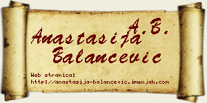 Anastasija Balančević vizit kartica